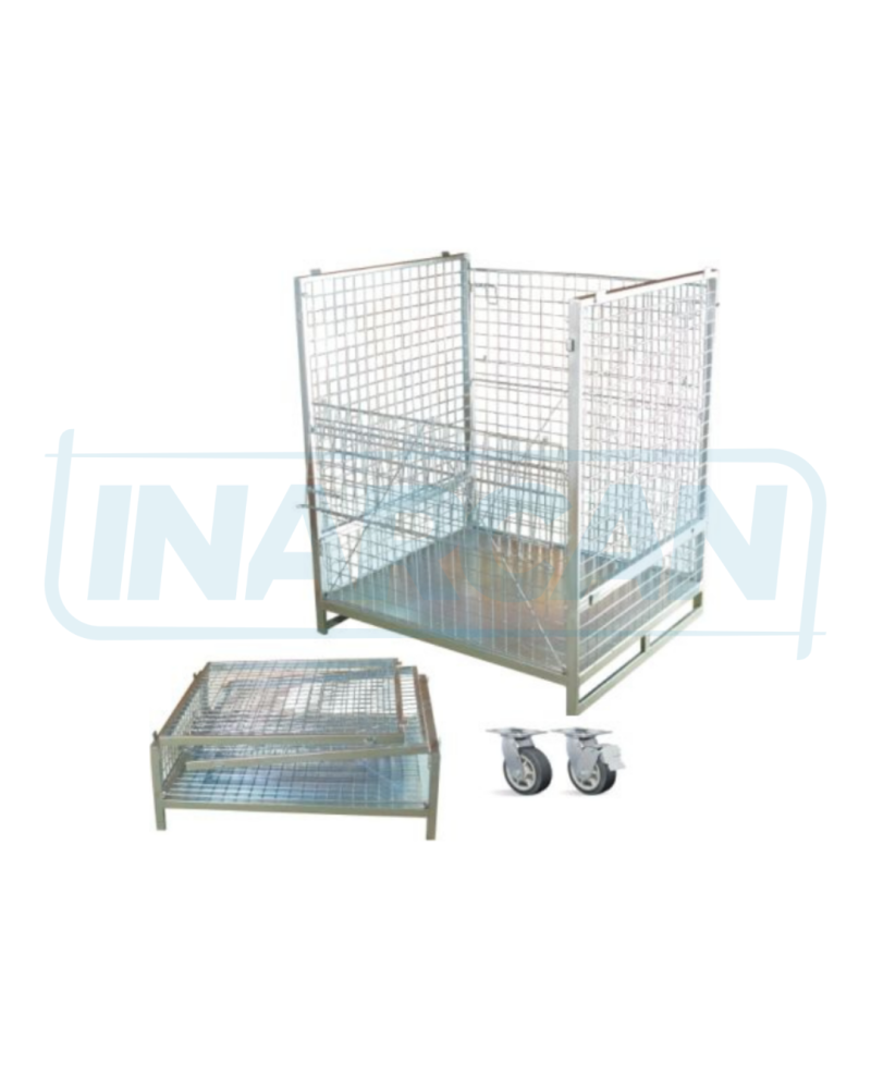 Container Pallet Empilhável com Chapa e Rodas 307-035