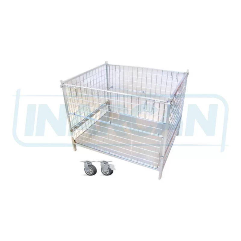 Container Pallet Empilhável com Chapa e Rodas 307-029