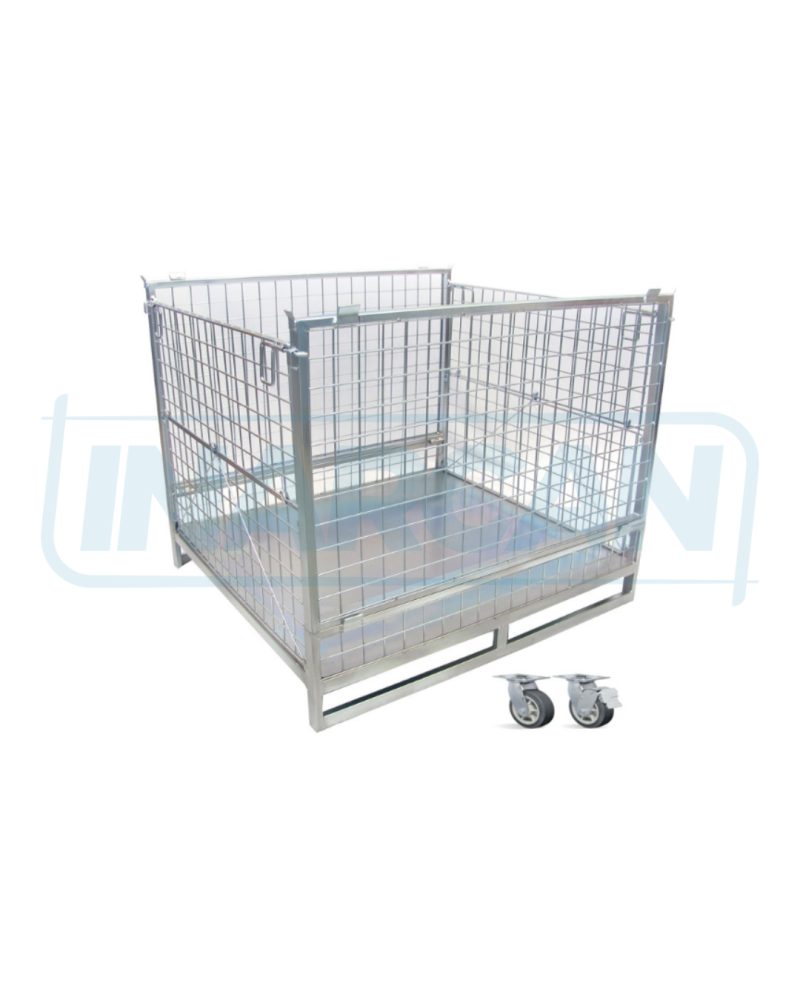 Container Pallet Empilhável com Chapa e Rodas 307-036